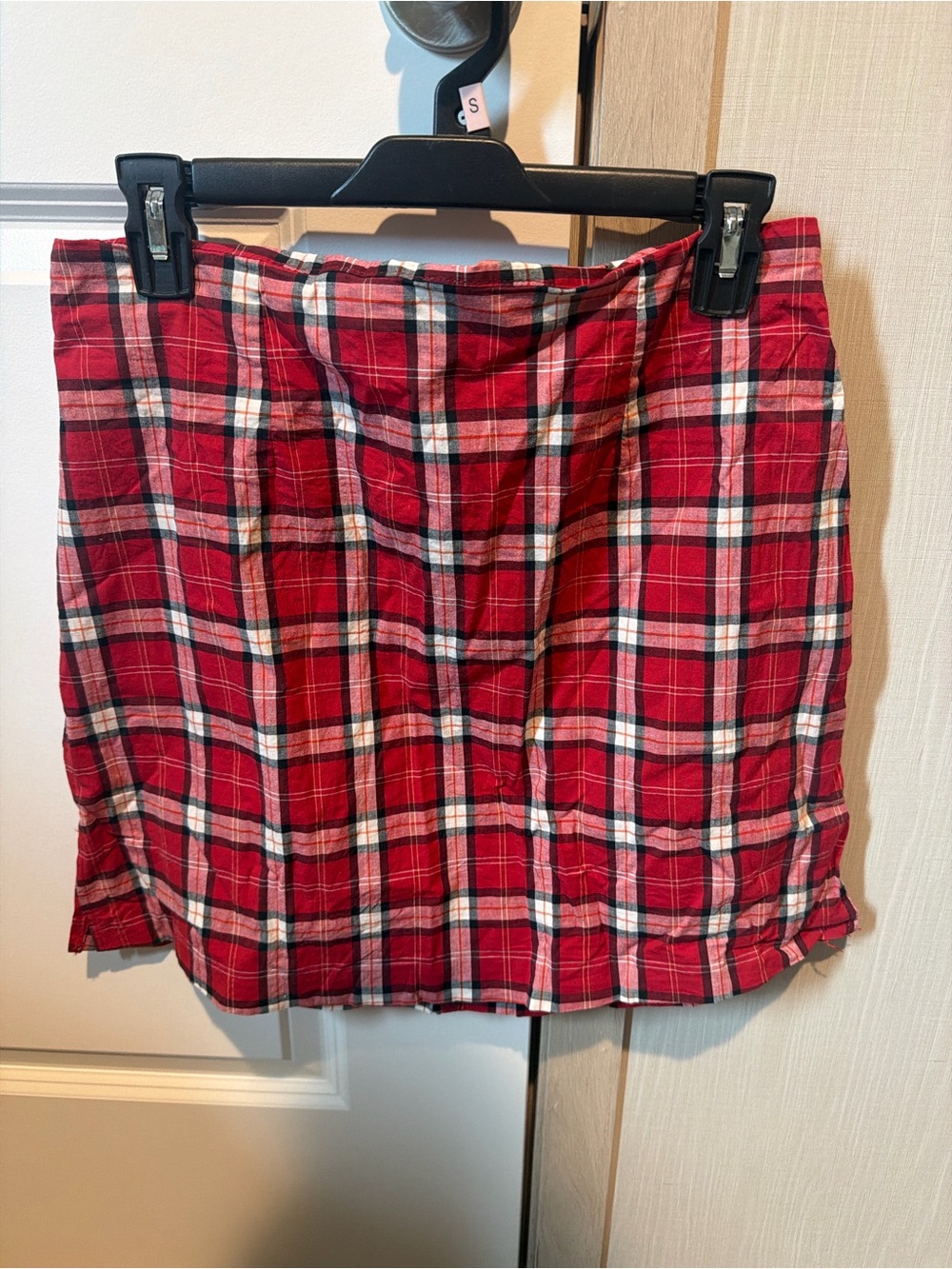 Red Plaid Cotton Mini Skirt - Classic Plaid Print